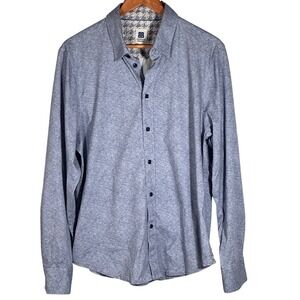Brooklyn Brigade Shirt Men's Large Heather Blue‎ Long Sleeve Button-up  Collar